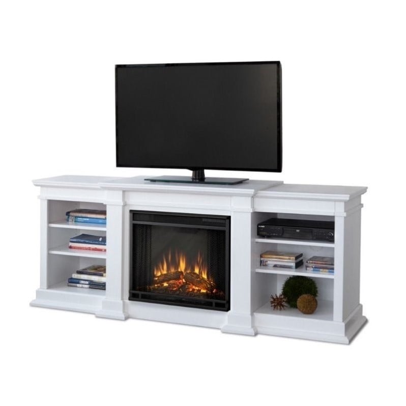 Real Flame Fresno Electric Fireplace Tv Stand In White G1200e W