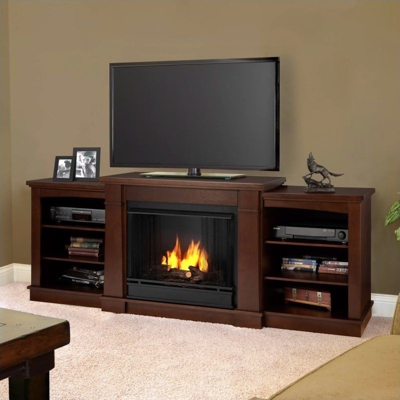 Real Flame Hawthorne Gel Fireplace TV Stand in Dark ...