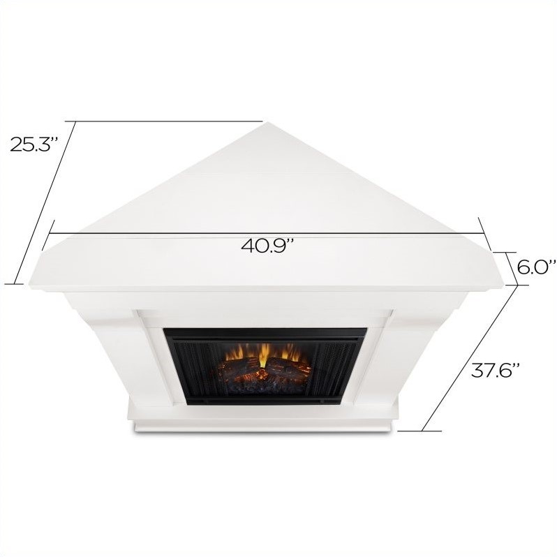 Real Flame Chateau Electric Corner Fireplace in White Finish 5950EW