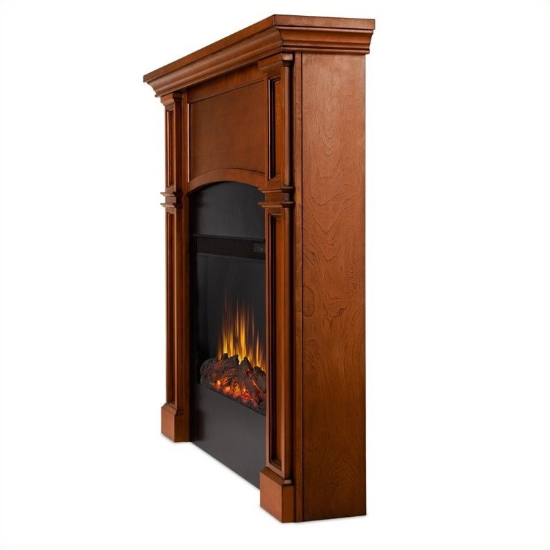 Real Flame Bradford Electric Slim Line Fireplace in Pecan Finish 7600EP