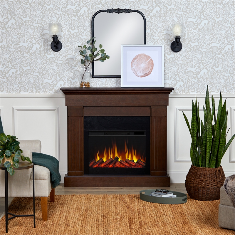 Real Flame Crawford Electric Slim Line Fireplace in Chestnut Oak
