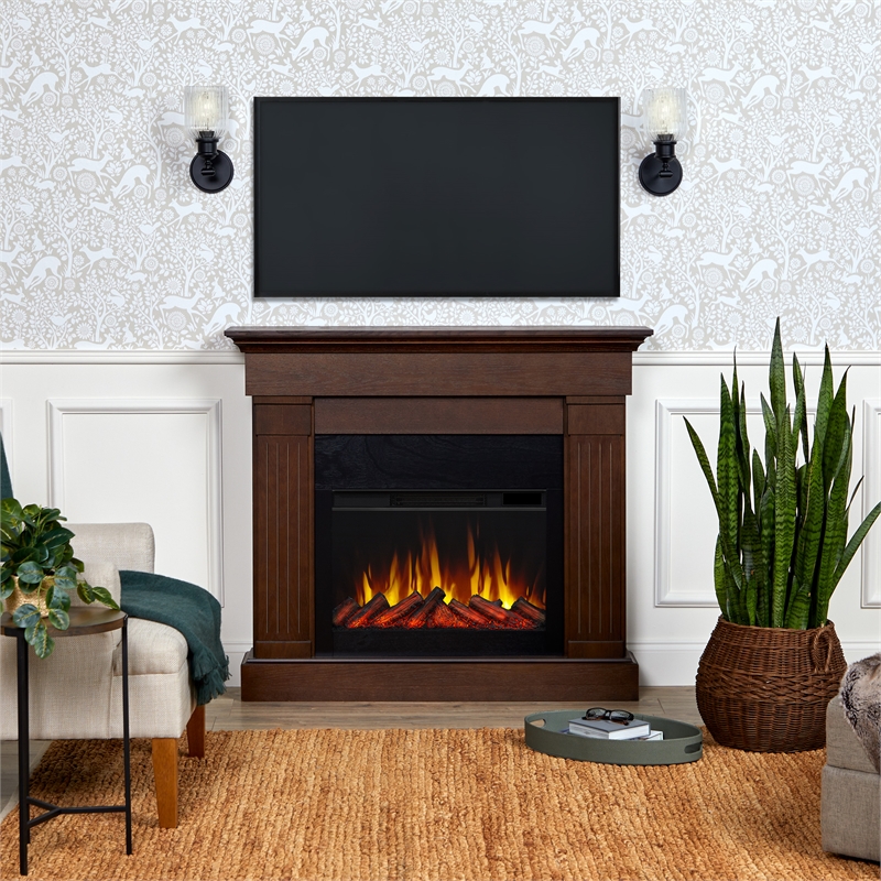 Real Flame Crawford Electric Slim Line Fireplace in Chestnut Oak