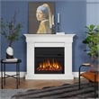 Real Flame Modern Wood Crawford Electric Slim Line Fireplace in White