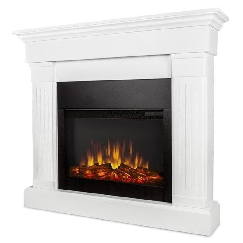 Real Flame Crawford Electric Slim Line Fireplace in White Finish