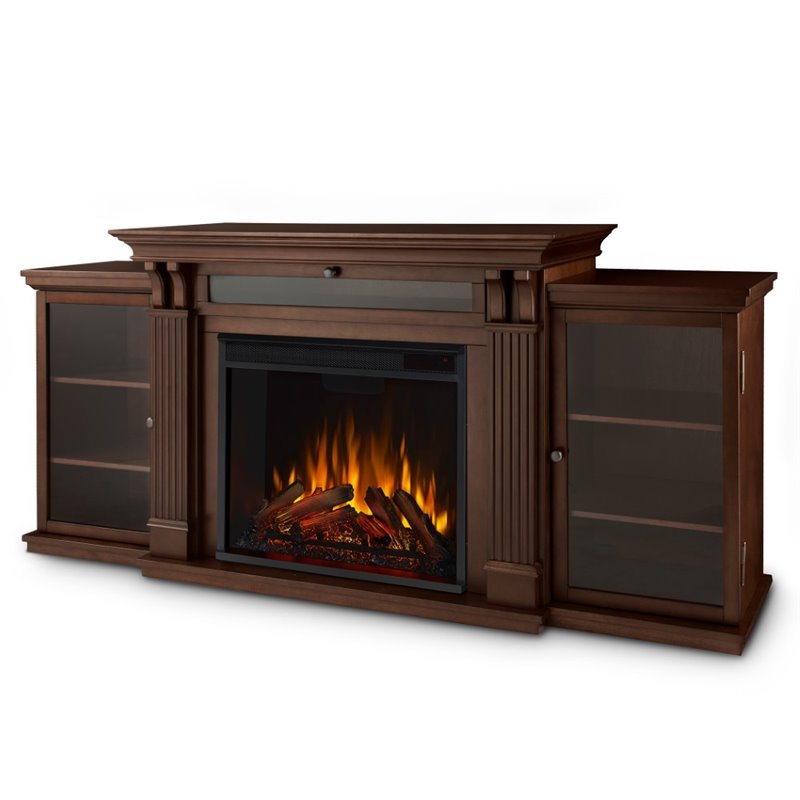 Real Flame Calie TV Stand with Electric Fireplace in Dark Espresso