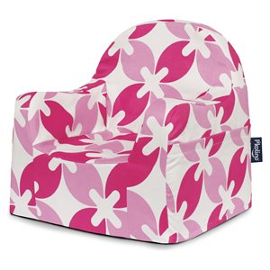 p'kolino fabric little reader chair with leaves in white and pink