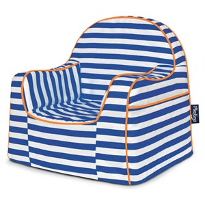 p'kolino fabric little reader chair with stripes in blue/white/orange