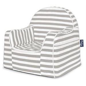 p'kolino fabric little reader toddler chair with stripes in gray/white