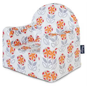 p'kolino fabric little reader chair with flower in white/gray/orange