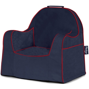 p'kolino fabric little reader toddler chair with red piping in navy blue