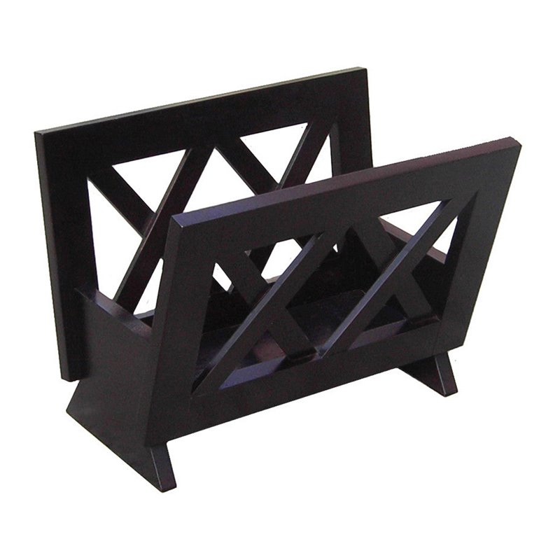 Oceanstar Contemporary Stylish Solid Wood Magazine Rack in Black