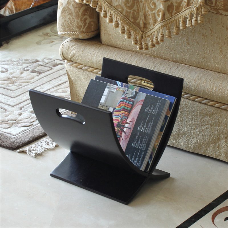 Oceanstar Sophisticated Contemporary Wooden Magazine Rack in Black