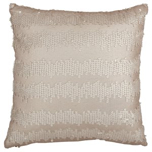 inspire me home decor sequin modern polyester throw pillow in champagne beige
