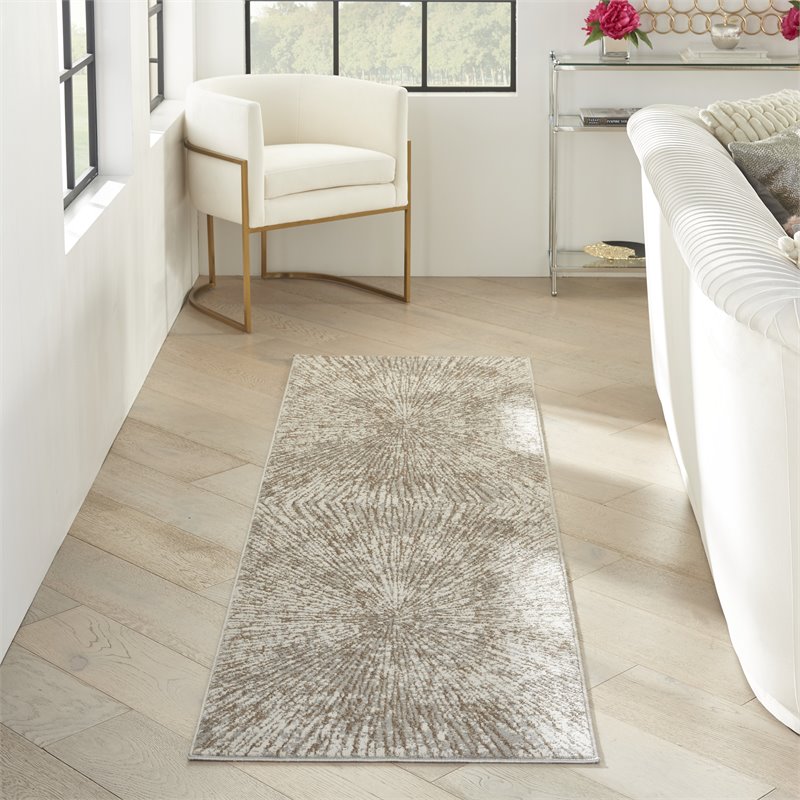 Nourison Home Glow 2' x 8' Gray Mocha Fabric Area Rug