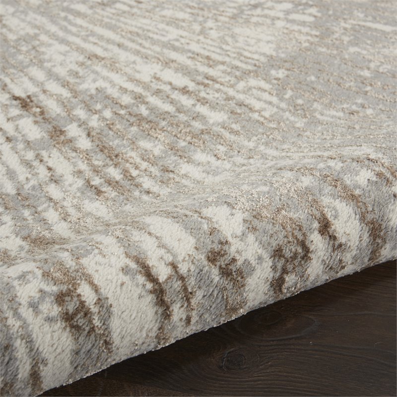 Nourison Home Glow 2' x 8' Gray Mocha Fabric Area Rug