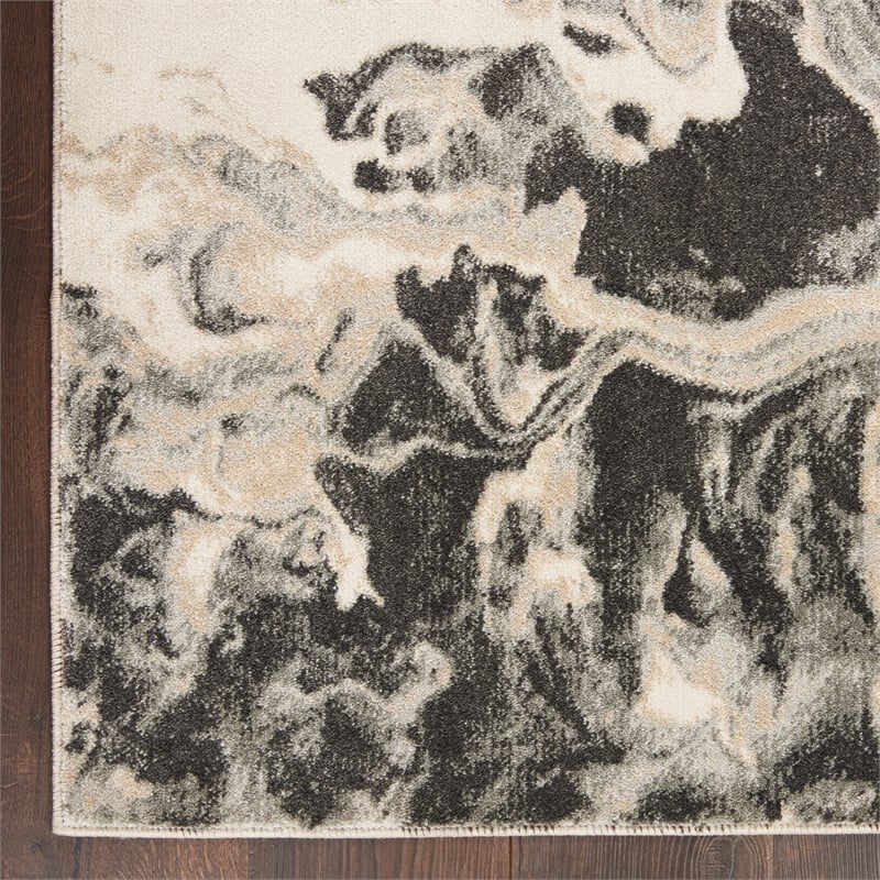 Nourison  Elegance 3' x 5' Gray & White Fabric Modern Indoor Rug