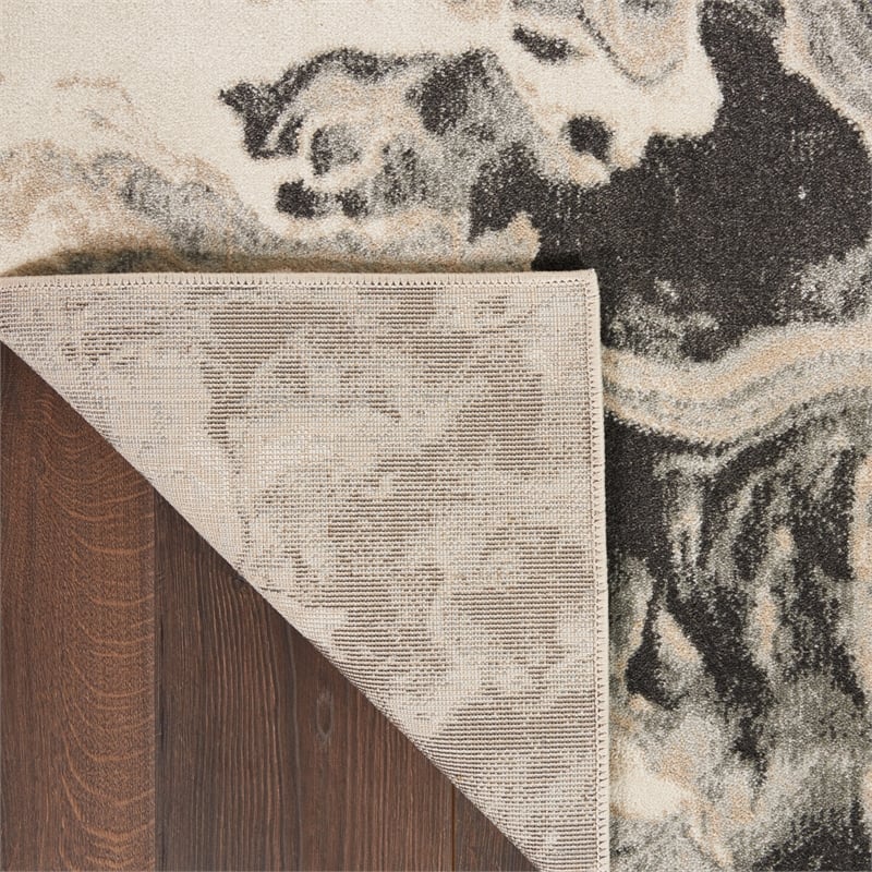 Nourison  Elegance 3' x 5' Gray & White Fabric Modern Indoor Rug