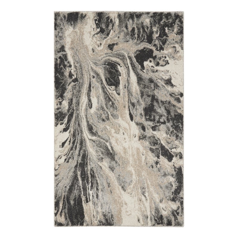 Nourison  Elegance 3' x 5' Gray & White Fabric Modern Indoor Rug