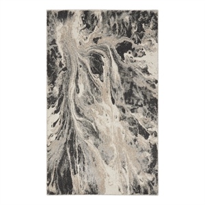 Nourison  Elegance 3' x 5' Gray & White Fabric Modern Indoor Rug