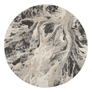 Inspire Me Home Decor Elegance 4' Round Gray and White Fabric Modern Indoor Rug