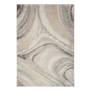 Nourison Splash 5'3&quot x 7'3&quot Cream Gray Modern Indoor Fabric Rug