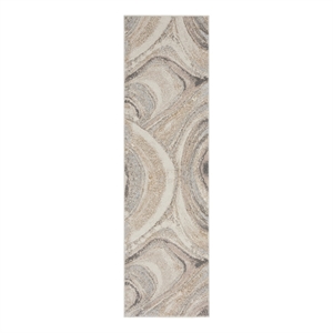Nourison Splash 2'2&quot x 7'6&quot Cream Gray Modern Indoor Fabric Rug