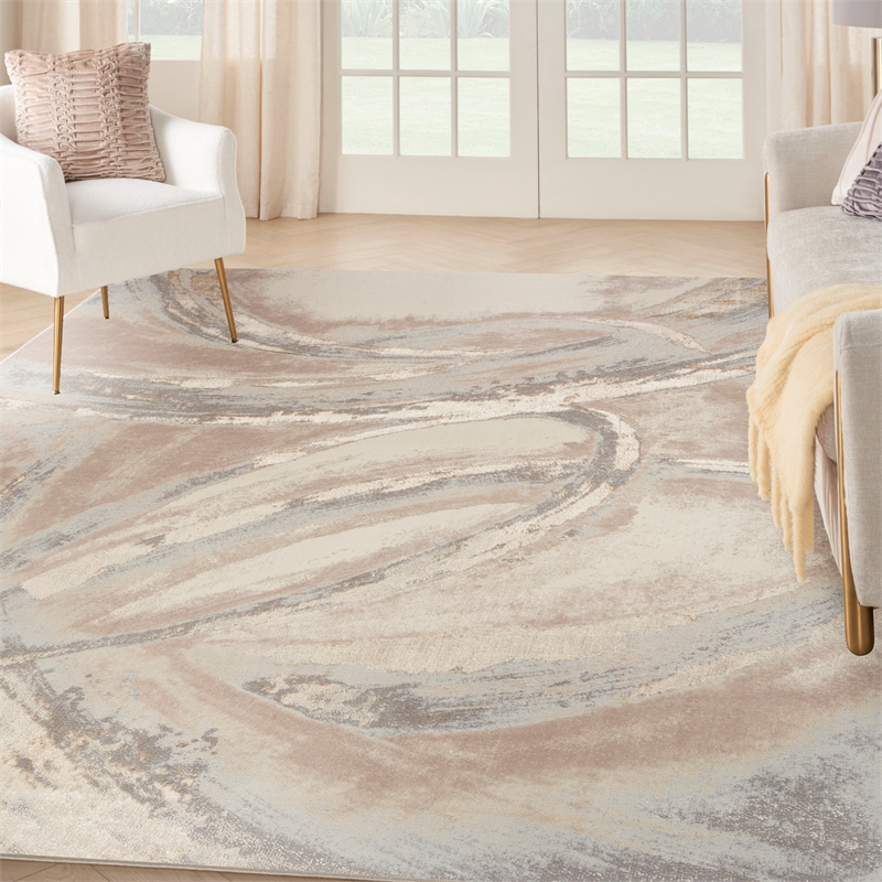 Nourison Splash 9' x 12' Beige Gray Modern Indoor Fabric Rug