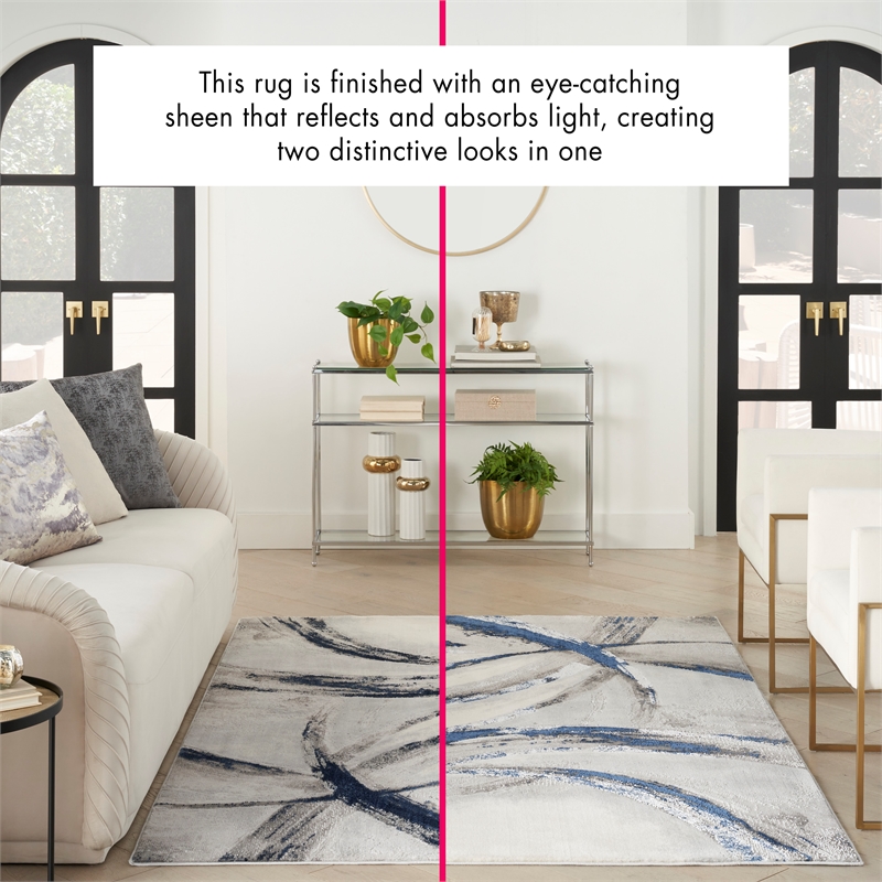 Nourison Splash 9' x 12' Gray Navy Modern Indoor Fabric Rug