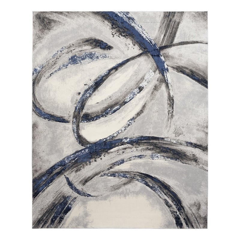 Nourison Splash 9' x 12' Gray Navy Modern Indoor Fabric Rug