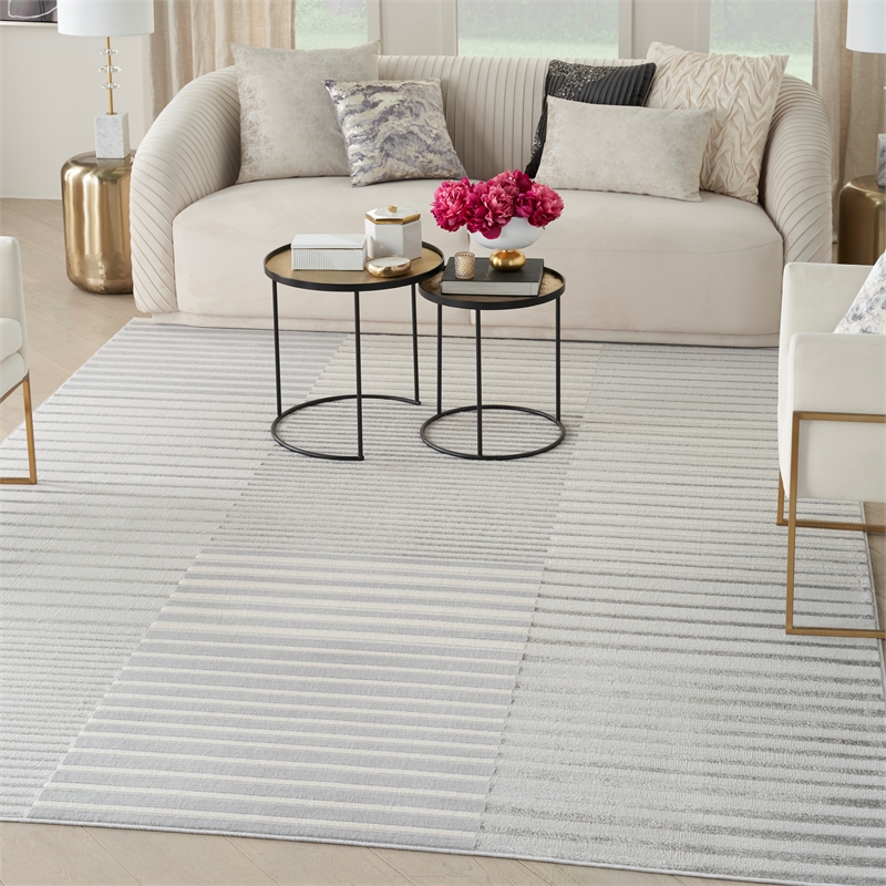 Nourison Splash 9' x 12' Silver Gray Modern Indoor Fabric Rug