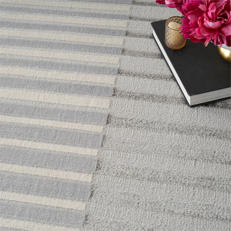 Nourison Splash 9' x 12' Silver Gray Modern Indoor Fabric Rug