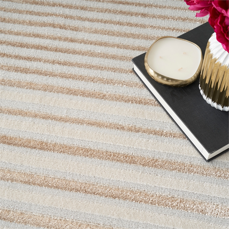 Nourison Splash 9' x 12' Beige Silver Modern Indoor Fabric Rug