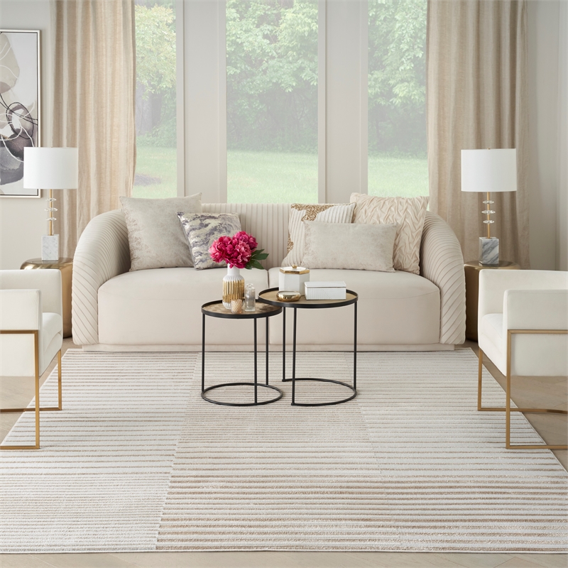 Nourison Splash 9' x 12' Beige Silver Modern Indoor Fabric Rug