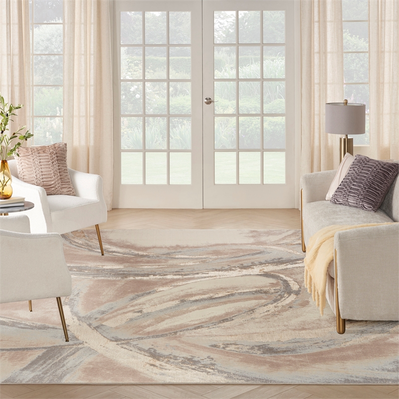 Nourison Splash 12' x 15' Beige Gray Modern Indoor Fabric Rug