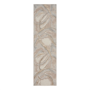 Nourison Splash 2'2&quot x 7'6&quot Beige Gray Modern Indoor Fabric Rug