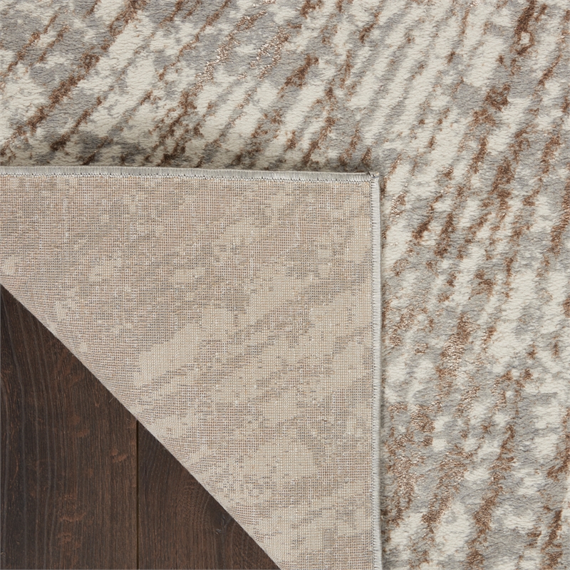 Nourison Glow 6' x 9' Gray Mocha Glam Fabric Indoor Rug