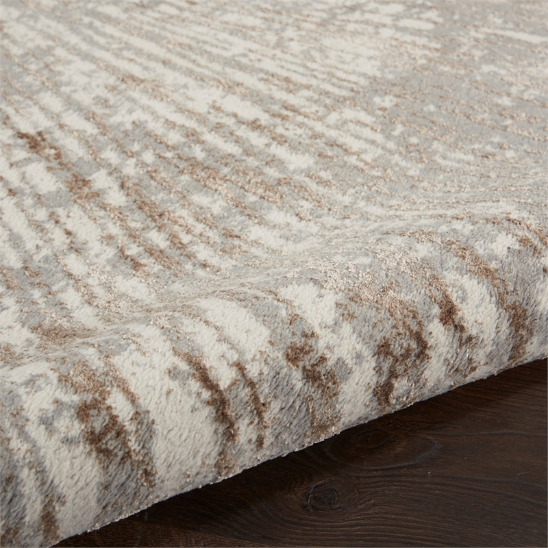 Nourison Glow 6' x 9' Gray Mocha Glam Fabric Indoor Rug
