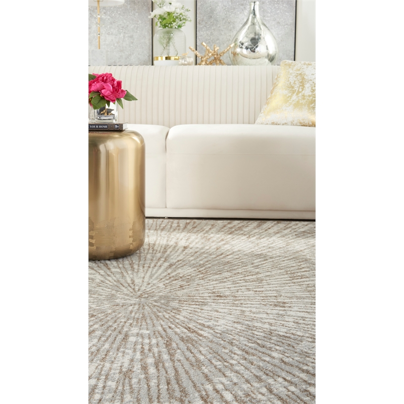 Nourison Glow 6' x 9' Gray Mocha Glam Fabric Indoor Rug