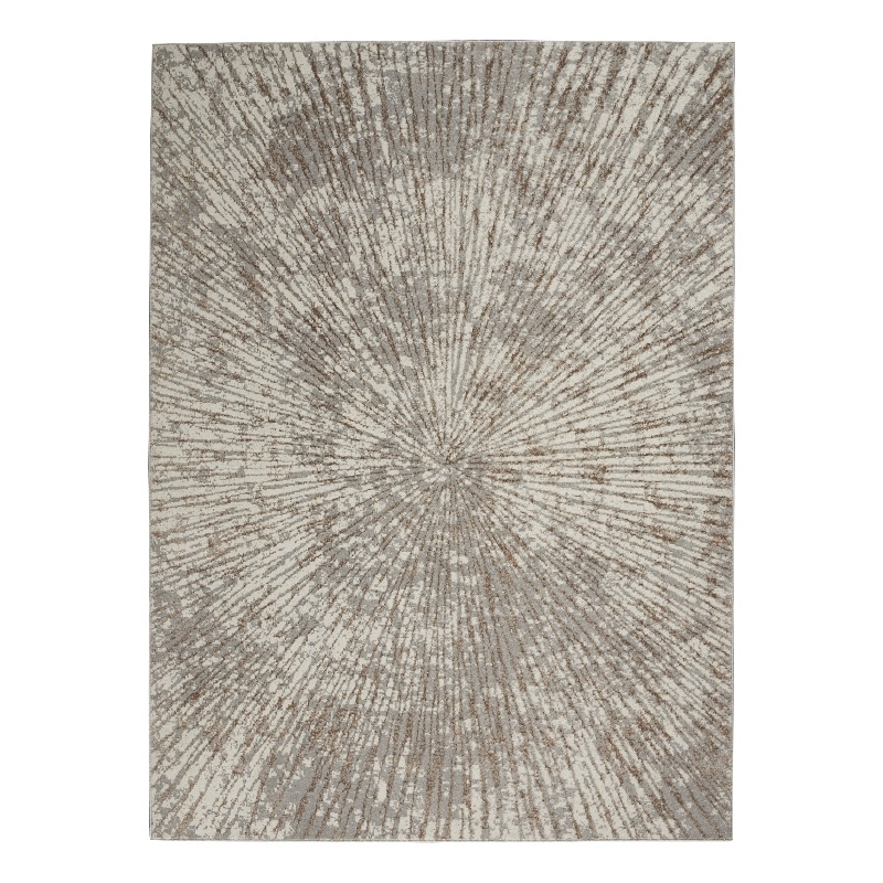 Nourison Glow 6' x 9' Gray Mocha Glam Fabric Indoor Rug