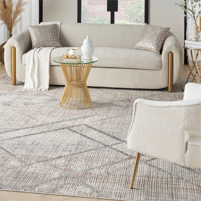 Nourison Sparkle 9' x 12' Gray Mocha Modern Indoor Rug