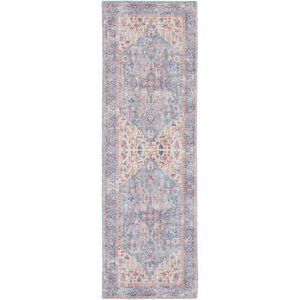 Nourison New Concept Washables 2'2&quot x 10' Blue Multicolor Vintage Indoor Rug