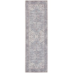 Nourison New Concept Washables 2'2&quot x 10' Grey Vintage Indoor Rug
