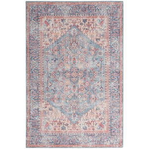 Nourison New Concept Washables 4' x 6' Blue Multicolor Vintage Indoor Rug