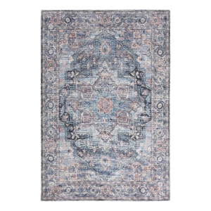 Nourison New Concept Washables 4' x 6' Light Blue Multicolr Vintage Indoor Rug