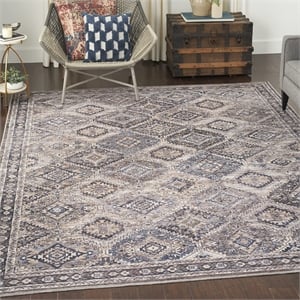 Nourison New Concept Washables 7'10&quot x 9'10&quot Ivory Latte Vintage Indoor Rug