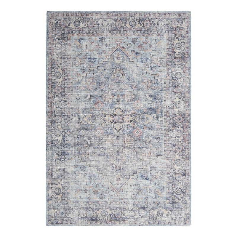 Nicole Curtis Machine Washable Series 1 6' x 9' Light Grey/Blue Area Rug