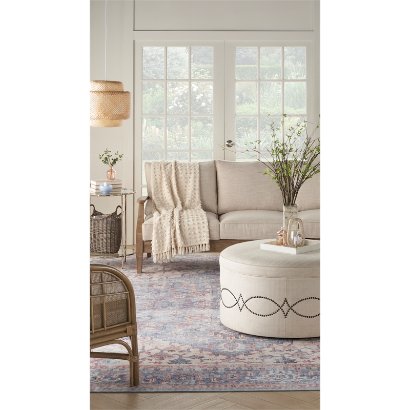 Nourison New Concept Washables 6' x 9' Blue Multicolor Vintage Indoor Rug