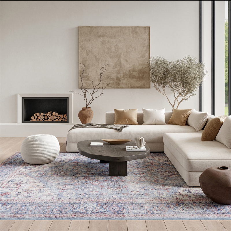 Nourison New Concept Washables 6' x 9' Blue Multicolor Vintage Indoor Rug