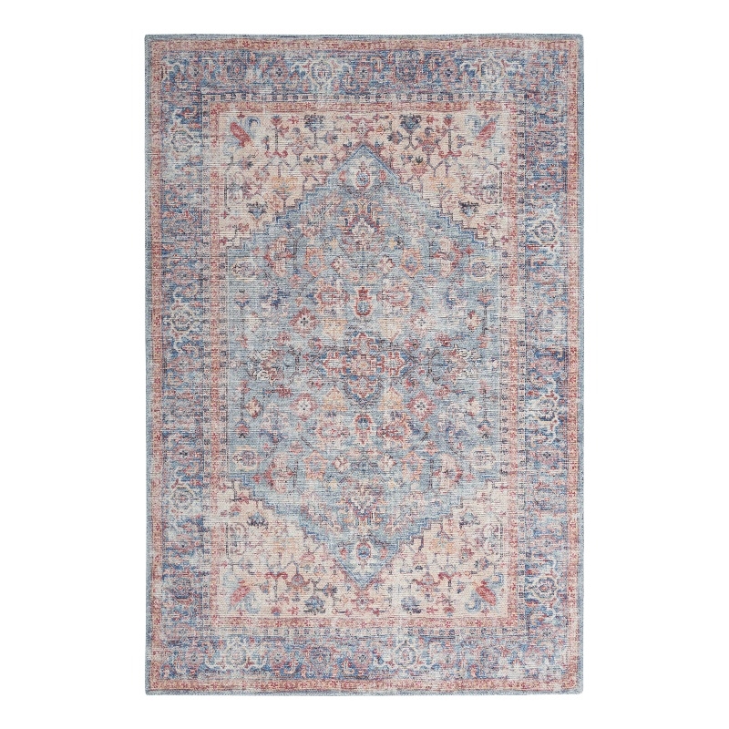 Nourison New Concept Washables 6' x 9' Blue Multicolor Vintage Indoor Rug