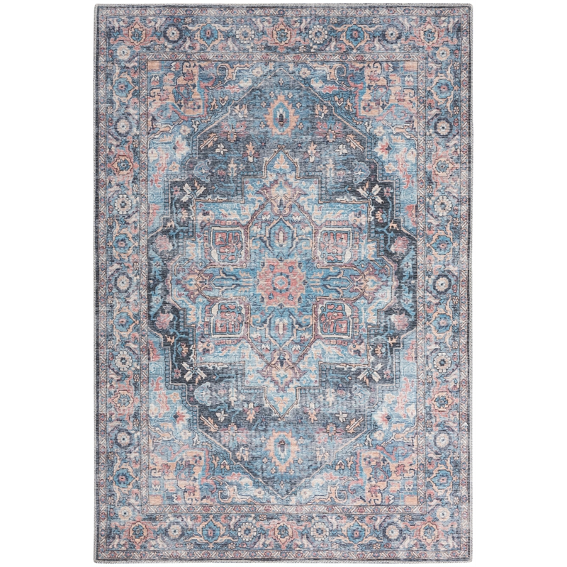Nourison New Concept Washables 6' x 9' Light Blue Multicolr Vintage Indoor Rug